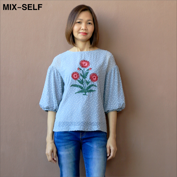 MIX-SELF เสื้อเบลาส์ปักลายดอกไม้ รุ่น IB71828
