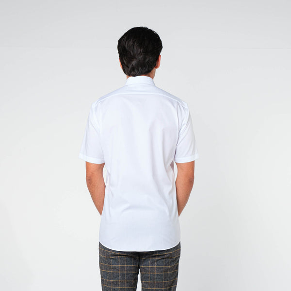 OLYMP LUXOR Shirt เสื้อเชิ้ตชายแขนยาว ทรงหลวม ผ้าเรียบ สีขาว 