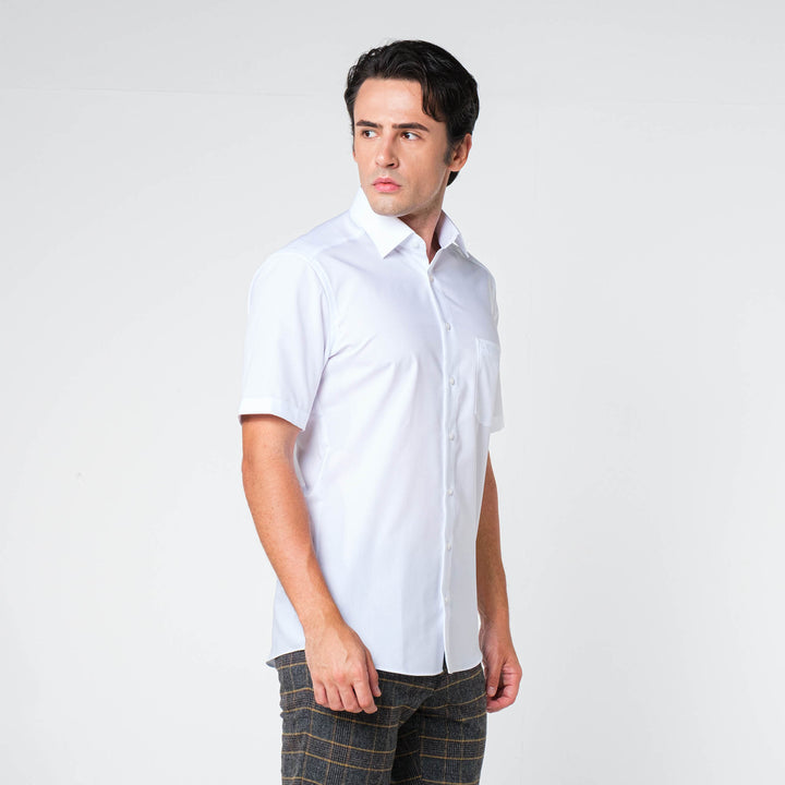OLYMP LUXOR Shirt เสื้อเชิ้ตชายแขนยาว ทรงหลวม ผ้าเรียบ สีขาว 
