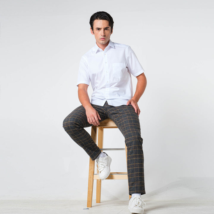 OLYMP LUXOR Shirt เสื้อเชิ้ตชายแขนยาว ทรงหลวม ผ้าเรียบ สีขาว 