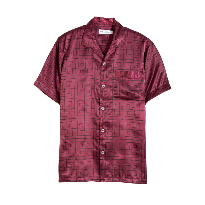 Guy Laroche ชุดนอนผ้าซาติน คอปก แขนสั้น ขายาว พิมพ์ลาย รุ่น JPP7522W4 ICCSHOPPING