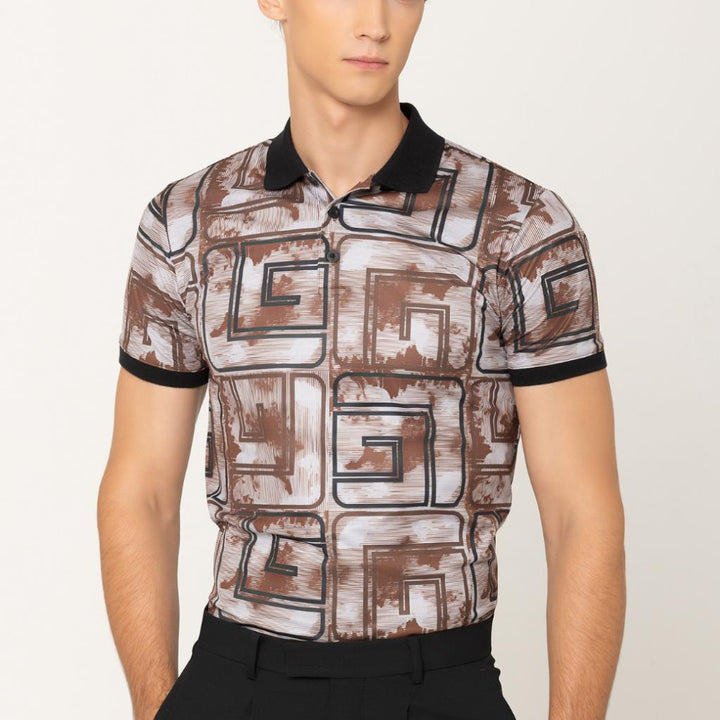 Guy Laroche เสื้อโปโลแขนสั้น สีน้ำตาล เนื้อผ้า 100% Polyester ทรง Extra FIT รุ่น BKL7302W5BR ICCSHOPPING