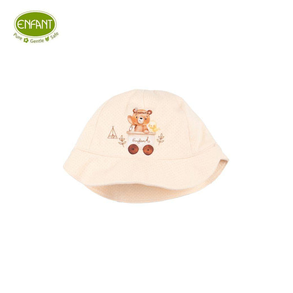 ENFANT อองฟองต์ หมวกเด็ก สำหรับเด็กอายุ 0-6 เดือน คอลเลกชั่น หมีกางเต็นท์ ผ้าคอตตอนออร์แกนิก สีครีม