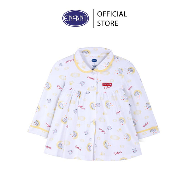 ENFANT (อองฟองต์) ชุดนอนเด็กผู้หญิงแขนยาว+ขายาว ลายหมี ลายหมี สำหรับเด็ก 1-10 ปี คอลเล็กชั่น Sleepy Hippo ผ้าคอตตอนผสมใยไผ่ ICCSHOPPING