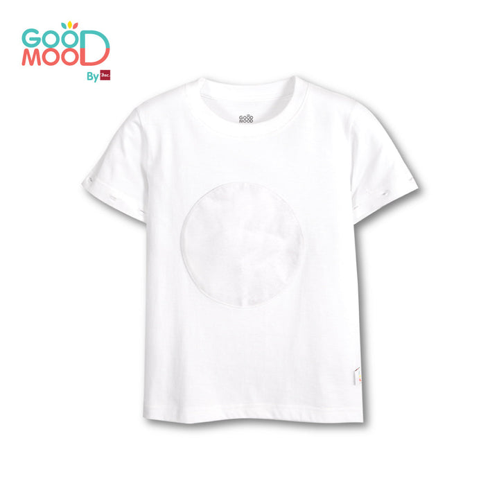 Good Mood by bsc เสื้อยืดคอกลมแขนยาวถอดแขน สีขาว + PATCHES ลายสัตว์ 6 ชิ้น สำหรับเด็กอายุ 2-9 ปี ผ้าคอตตอน ICCSHOPPING