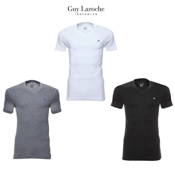Guy Laroche เสื้อยืดคอวี BODY FIT COTTON USA100%  มีให้เลือก 3 สี (JVV2423R4) 