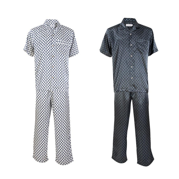 Guy Laroche ชุดนอนผ้าซาติน คอปก แขนสั้น ขายาว พิมพ์ลาย รุ่น JPP7521W4 ICCSHOPPING