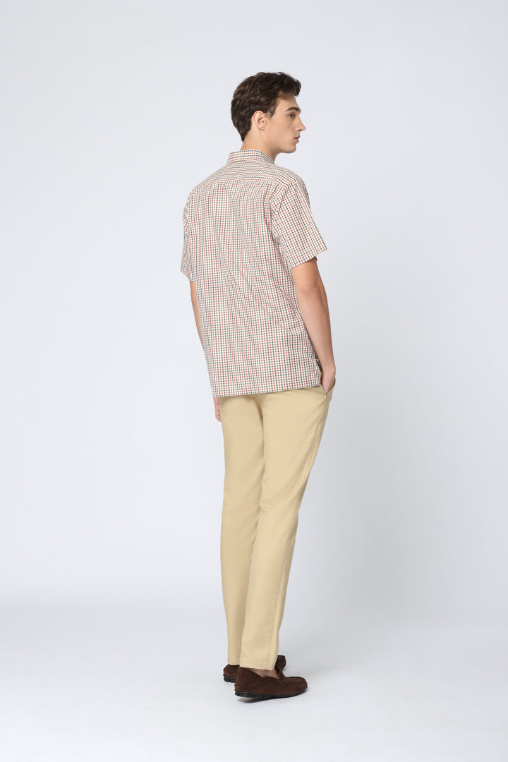 ARROW Classic Check Cotton Shirt เสื้อเชิ้ตแขนสั้น ลายตารางคลาสสิก ทรง Comfort MACC10E-CR 