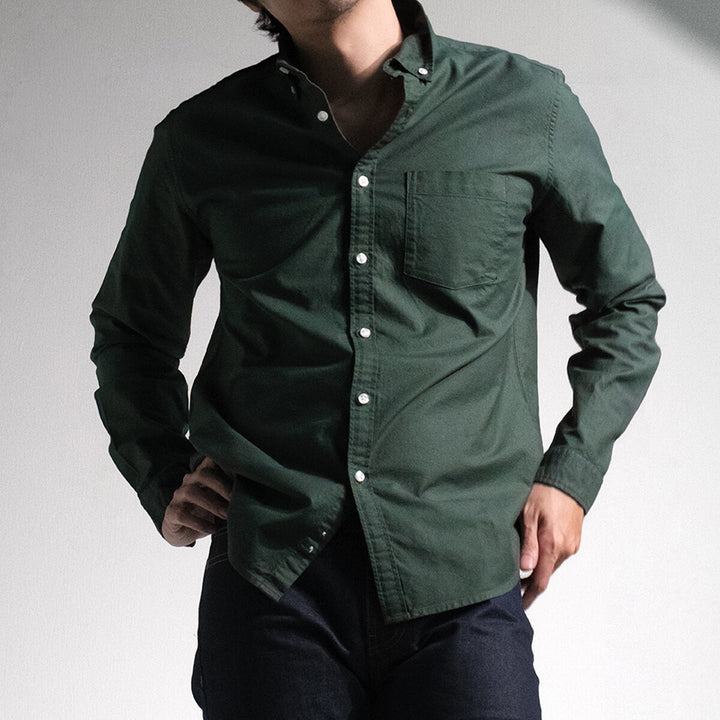 era-won เสื้อเชิ้ต ทรงปกติ Oxford Shirt แขนยาว คอปก สี Green 