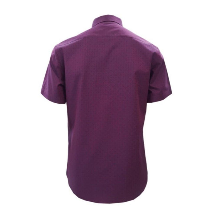 Guy Laroche เสื้อเชิ้ตแขนสั้น สีแดง ผ้า 100% Cotton ทอลายในตัว ทรง SLIM FIT รุ่น BAC9201S4 ICCSHOPPING