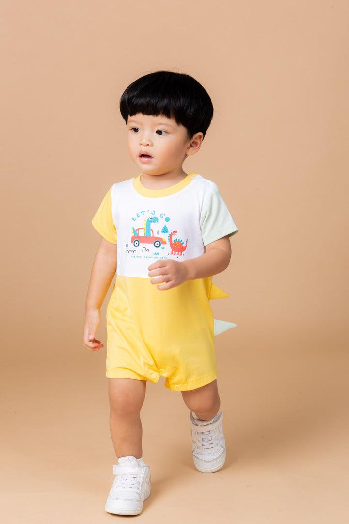 ENFANT (อองฟองต์) BSC KIDDO by Enfant ชุดหมีสั้น สำหรับเด็ก 3 เดือน - 2 ปี คอลเล็กชั่น DINO DUDE สีเหลือง ICCSHOPPING
