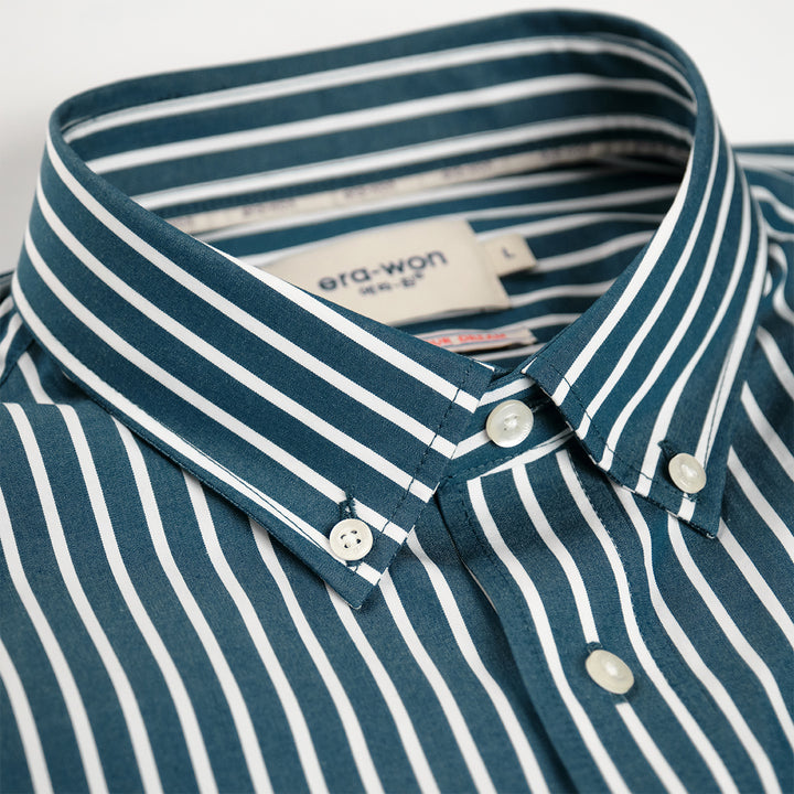 era-won เสื้อเชิ้ต Dress Shirt Striped สี Sea florence (Blue Bird) 