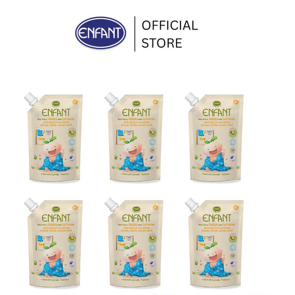 ENFANT BABY WASH WITH SOFTENER น้ำยาซักผ้าผสมน้ำยาปรับผ้านุ่ม 2 in 1  จำนวน 6 ถุง [6 ถุงสุดคุ้ม]