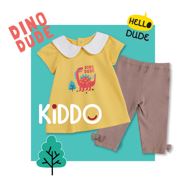ENFANT (อองฟองต์) BSC KIDDO by Enfant ชุดเสื้อตัวยาว+กางเกงเลกกิ้ง สำหรับเด็ก 3 เดือน - 2 ปี คอลเล็กชั่น DINO DUDE สีเหลือง ICCSHOPPING
