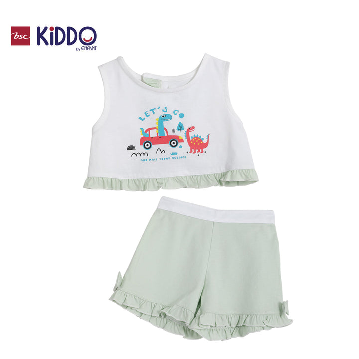 ENFANT (อองฟองต์) BSC KIDDO by Enfant ชุดเสื้อแขนกุด+กางเกงขาสั้น สำหรับเด็ก 3 เดือน - 2 ปี คอลเล็กชั่น DINO DUDE สีเขียว ICCSHOPPING