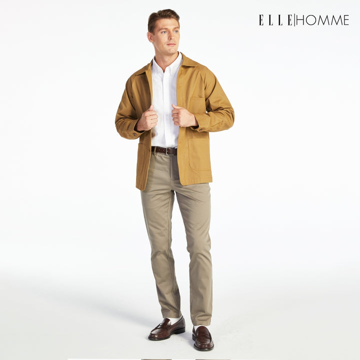 ELLE HOMME เสื้อแจ็คเก็ตผู้ชาย สไตล์ Casual สีเบจ W8J237 