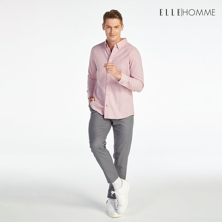ELLE HOMME | เสื้อเชิ้ตแขนยาว คอปกเชิ้ต ทรง REGULAR สีชมพู | W8B675 