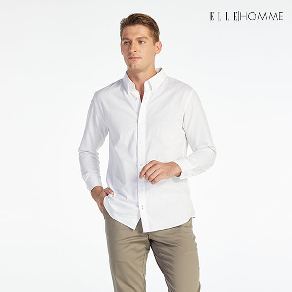 ELLE HOMME | เสื้อเชิ้ตแขนยาว คอปกเชิ้ต ทรง REGULAR สีขาว | W8B675 