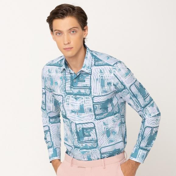 Guy Laroche เสื้อเชิ้ตแขนยาว สีฟ้า ผ้า 100% Polyester ทรง SLIM FIT รุ่น BAB7200W5BU ICCSHOPPING