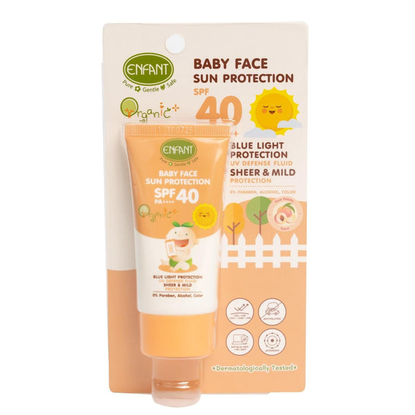 ENFANT (อองฟองต์) Baby Face Sun Protection SPF40 PA+++ โลชั่นกันแดดสำหรับเด็ก 1 ปี+ กลิ่น เพียวพีชชี่ 20ml.