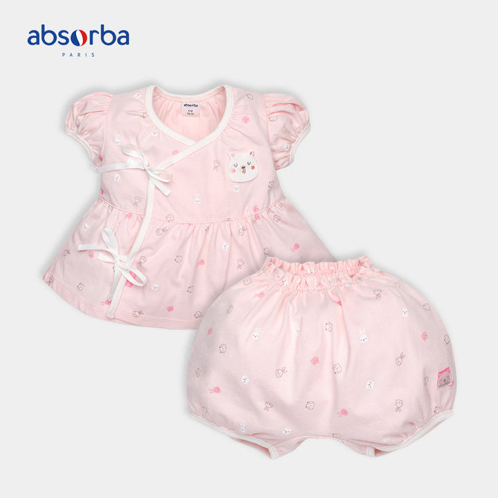 แอ็บซอร์บา ชุดเสื้อป้าย แขนสั้น  สำหรับเด็กแรกเกิด สีชมพู คอลเลคชั่น Petit Ours ICCSHOPPING