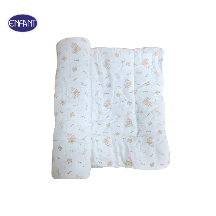 ENFANT (อองฟองต์) ผ้าห่มบุนวม ลายน้องหมี ผ้า Cotton Bamboo สีครีม ขนาด 30x40 นิ้ว 