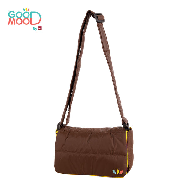 Good Mood by bsc กระเป๋า 2in1 สะพายข้าง+คาดอก สกรีน โลโก้ GOOD MOOD สีน้ำตาล สำหรับเด็กอายุ 3-8 ปี ผ้า Poly ICCSHOPPING
