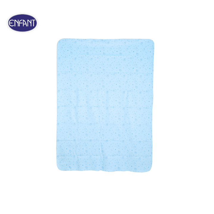 ENFANT (อองฟองต์) ผ้ารองกันน้ำ Crytal Velvet (ผ้ากำมะหยี่นุ่ม) ลายน้องแกะ น่ารัก สีฟ้า 