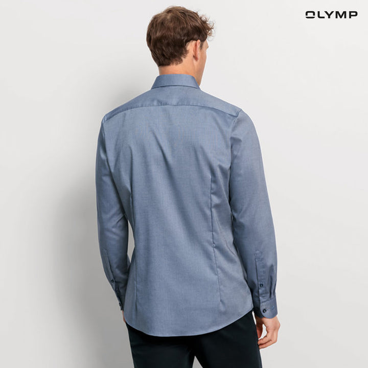 OLYMP  Level Five Shirt เสื้อเชิ้ตผู้ชายแขนยาว สีกรมท่า ผ้าเท็กเจอร์ ทรงพอดีตัว ยืดหยุ่นได้ดี รีดง่าย  AUTU24 