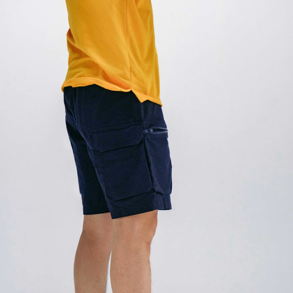 era-won กางเกงขาสั้นขอบยางยืดมีกระเป๋าข้าง CARGO SHORTS OXFORD  สี กรม era-won