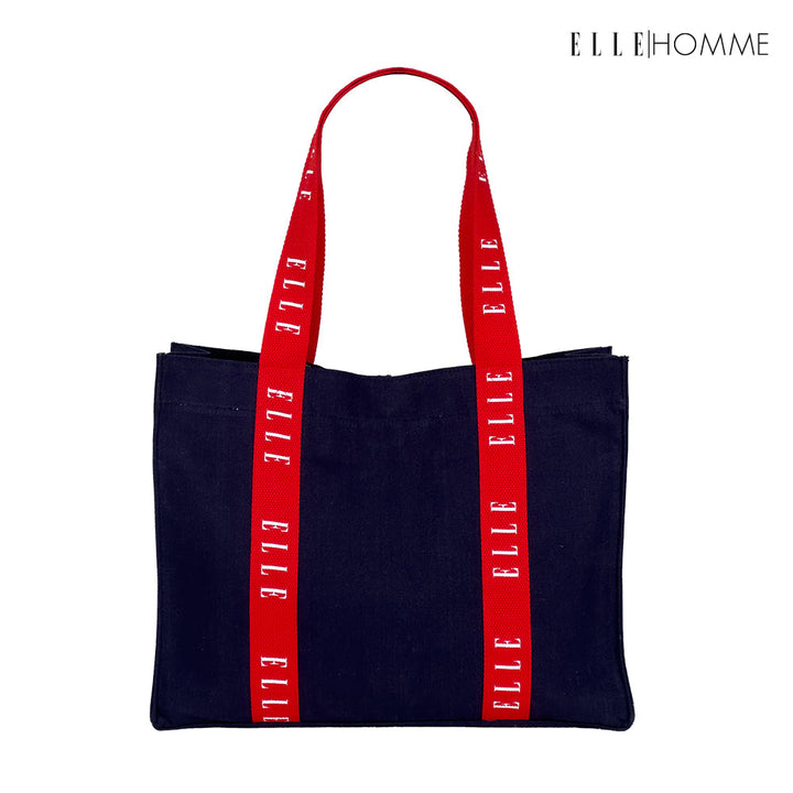 ELLE HOMME BAG กระเป๋าช้อปปิ้ง ผ้าแคนวาส เทปสายกระเป๋า สกรีนโลโก้ ELLE ตลอดแนว | H8H003 ELLE HOMME