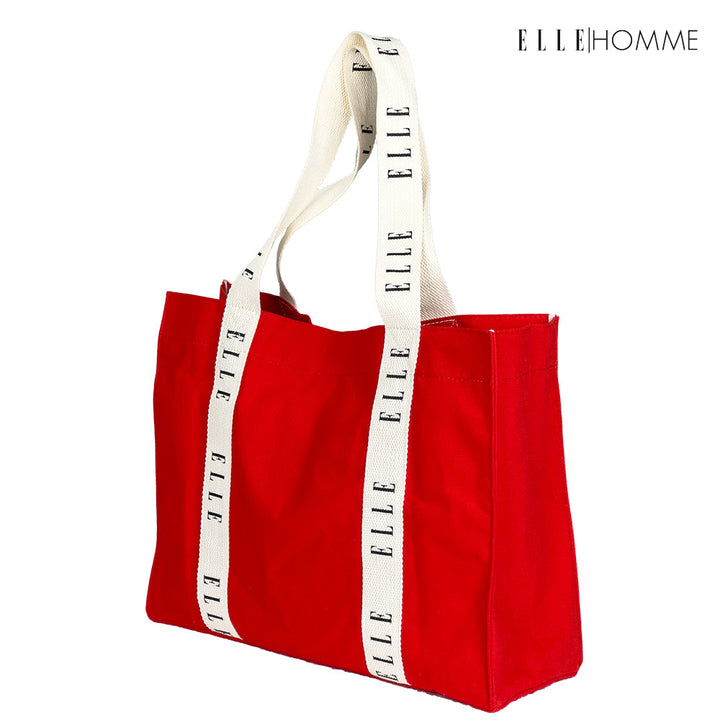 ELLE HOMME BAG กระเป๋าช้อปปิ้ง ผ้าแคนวาส เทปสายกระเป๋า สกรีนโลโก้ ELLE ตลอดแนว | H8H003 ELLE HOMME