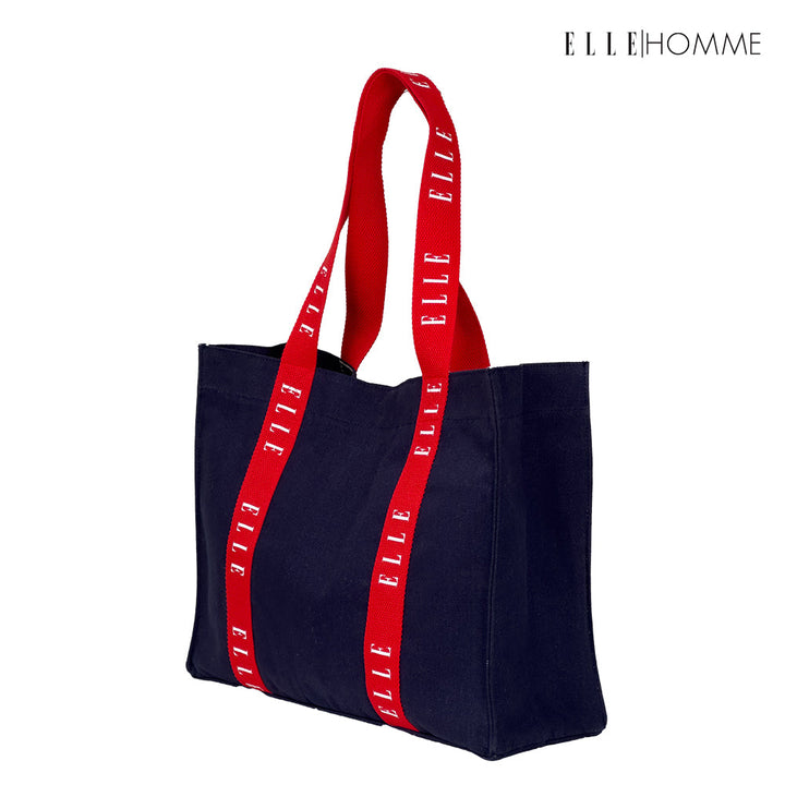 ELLE HOMME BAG กระเป๋าช้อปปิ้ง ผ้าแคนวาส เทปสายกระเป๋า สกรีนโลโก้ ELLE ตลอดแนว | H8H003 ELLE HOMME