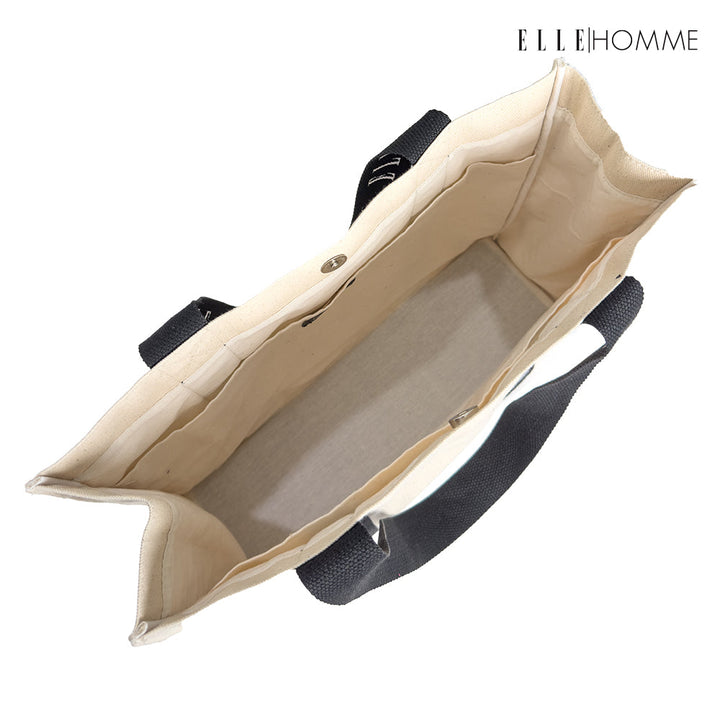ELLE HOMME BAG กระเป๋าช้อปปิ้ง ผ้าแคนวาส เทปสายกระเป๋า สกรีนโลโก้ ELLE ตลอดแนว | H8H003 ELLE HOMME