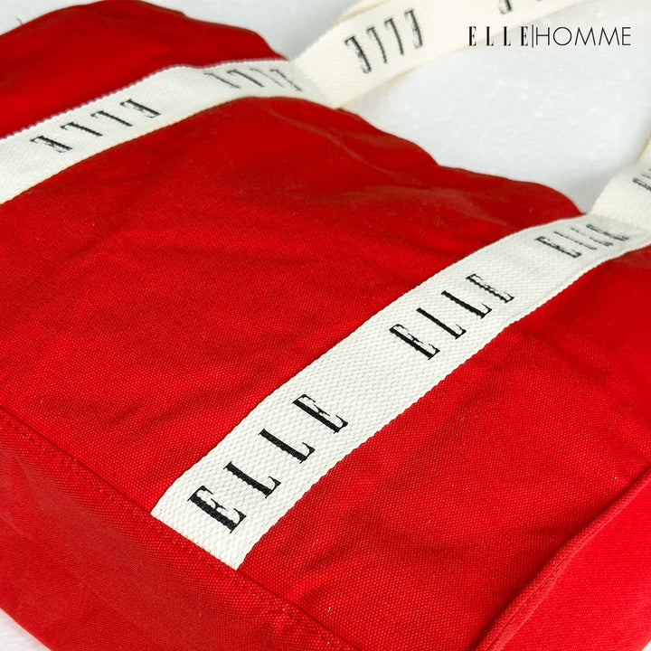 ELLE HOMME BAG กระเป๋าช้อปปิ้ง ผ้าแคนวาส เทปสายกระเป๋า สกรีนโลโก้ ELLE ตลอดแนว | H8H003 ELLE HOMME