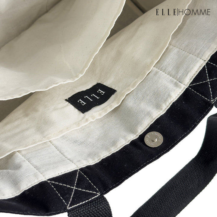 ELLE HOMME BAG กระเป๋าช้อปปิ้ง ผ้าแคนวาส เทปสายกระเป๋า สกรีนโลโก้ ELLE ตลอดแนว | H8H003 ELLE HOMME