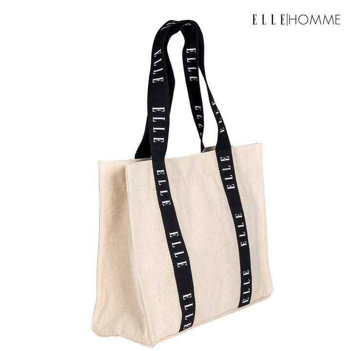 ELLE HOMME BAG กระเป๋าช้อปปิ้ง ผ้าแคนวาส เทปสายกระเป๋า สกรีนโลโก้ ELLE ตลอดแนว | H8H003 ELLE HOMME