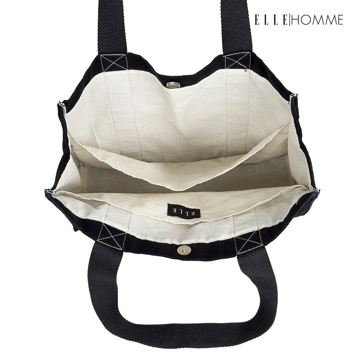 ELLE HOMME BAG กระเป๋าช้อปปิ้ง ผ้าแคนวาส เทปสายกระเป๋า สกรีนโลโก้ ELLE ตลอดแนว | H8H003 ELLE HOMME