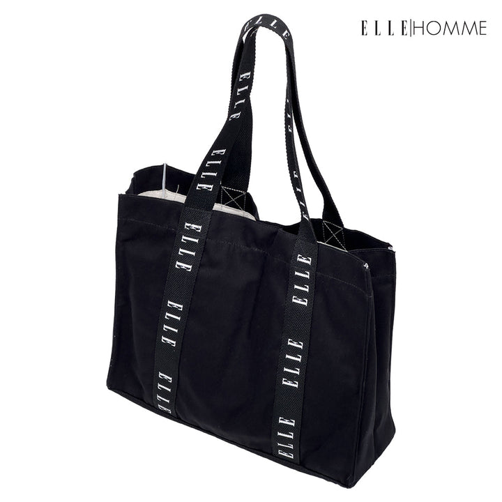 ELLE HOMME BAG กระเป๋าช้อปปิ้ง ผ้าแคนวาส เทปสายกระเป๋า สกรีนโลโก้ ELLE ตลอดแนว | H8H003 ELLE HOMME
