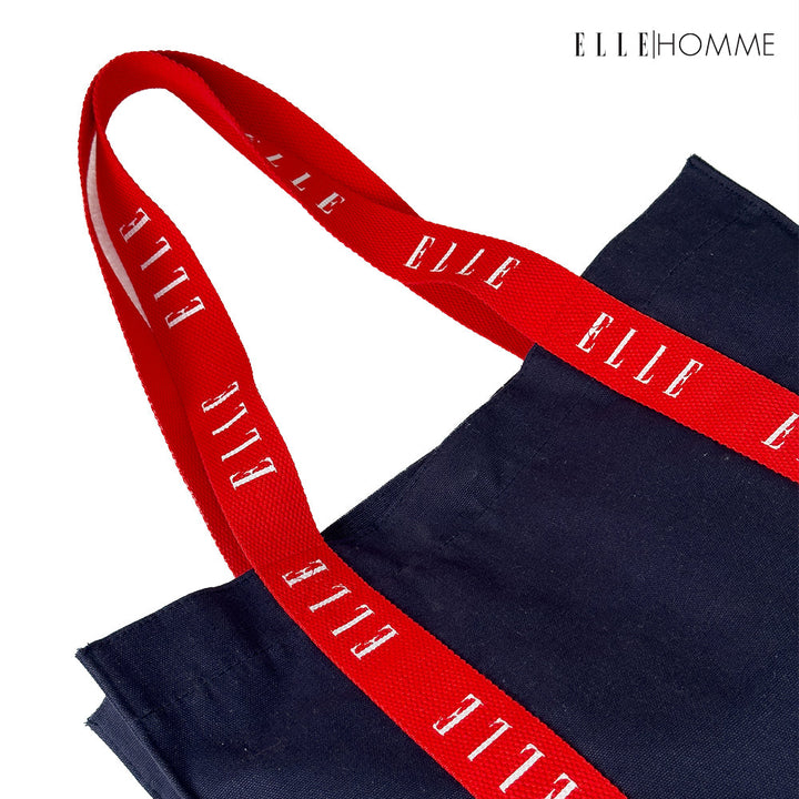 ELLE HOMME BAG กระเป๋าช้อปปิ้ง ผ้าแคนวาส เทปสายกระเป๋า สกรีนโลโก้ ELLE ตลอดแนว | H8H003 ELLE HOMME