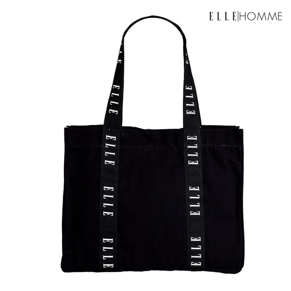 ELLE HOMME BAG กระเป๋าช้อปปิ้ง ผ้าแคนวาส เทปสายกระเป๋า สกรีนโลโก้ ELLE ตลอดแนว | H8H003 ELLE HOMME