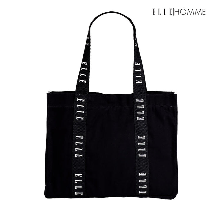 ELLE HOMME BAG กระเป๋าช้อปปิ้ง ผ้าแคนวาส เทปสายกระเป๋า สกรีนโลโก้ ELLE ตลอดแนว | H8H003 ELLE HOMME