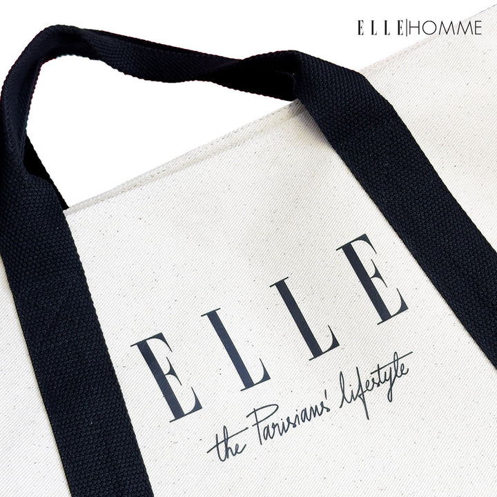 ELLE HOMME BAG กระเป๋าช้อปปิ้ง ผ้าแคนวาส เสริมสายสายสะพายข้างใบใหญ่ | H8H004 ELLE HOMME