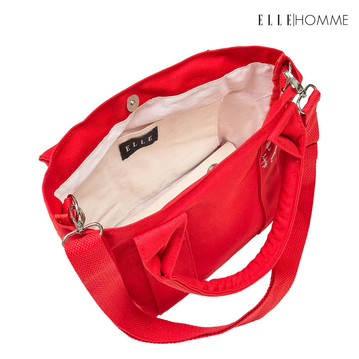 ELLE HOMME BAG กระเป๋า ผ้าแคนวาส เสริมสายสะพายข้างใบเล็ก เทปสายกระเป๋า สกรีนโลโก้ ELLE | H8H002 ELLE HOMME