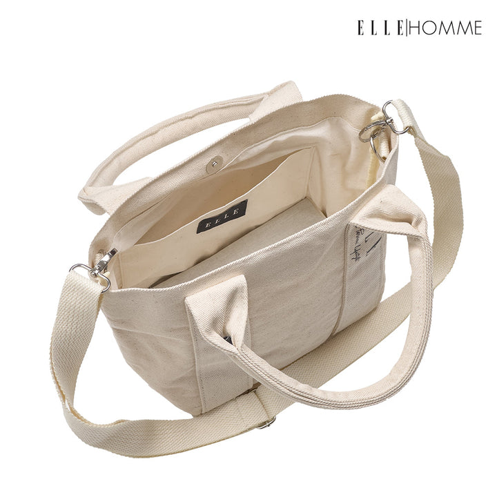 ELLE HOMME BAG กระเป๋า ผ้าแคนวาส เสริมสายสะพายข้างใบเล็ก เทปสายกระเป๋า สกรีนโลโก้ ELLE | H8H002 ELLE HOMME