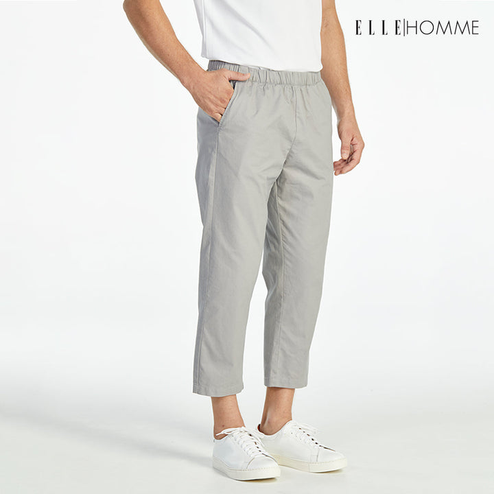 ELLE HOMME | กางเกงขายาวห้าส่วนเอวยางยืด กระเป๋าล้วง 2 ข้าง สีเทา | W8Q001 ELLE HOMME