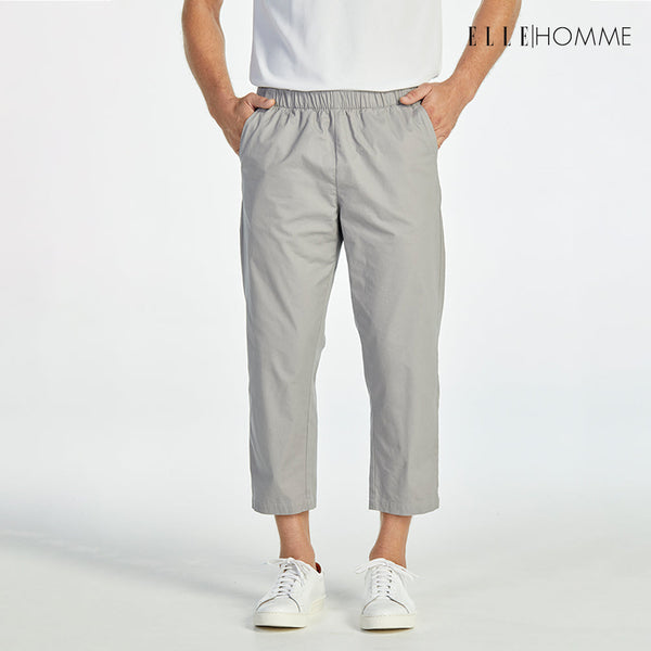 ELLE HOMME | กางเกงขายาวห้าส่วนเอวยางยืด กระเป๋าล้วง 2 ข้าง สีเทา | W8Q001 ELLE HOMME