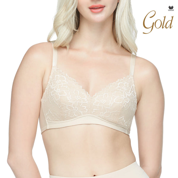 Wacoal Gold Wireless Bra บราเพื่อสุขภาพ บราไร้โครง ไม่เสริมฟองน้ำ รุ่น WO1542 Wacoal