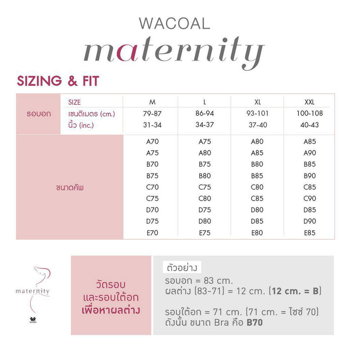 Wacoal Maternity Mommi Bra บราไร้โครง สำหรับให้นมบุตร คุณแม่ตั้งครรภ์และคุณแม่หลังคลอด รุ่น WM1Y02 Wacoal