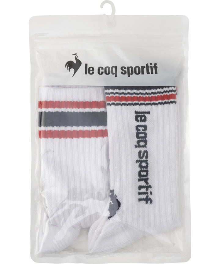 le coq sportif ถุงเท้ายาว สีน้ำเงิน-ขาว-แดง แพ็ค 2 คู่ (ถุงเท้า, sock, กีฬา, sport, lecoq, เลอค็อก) 